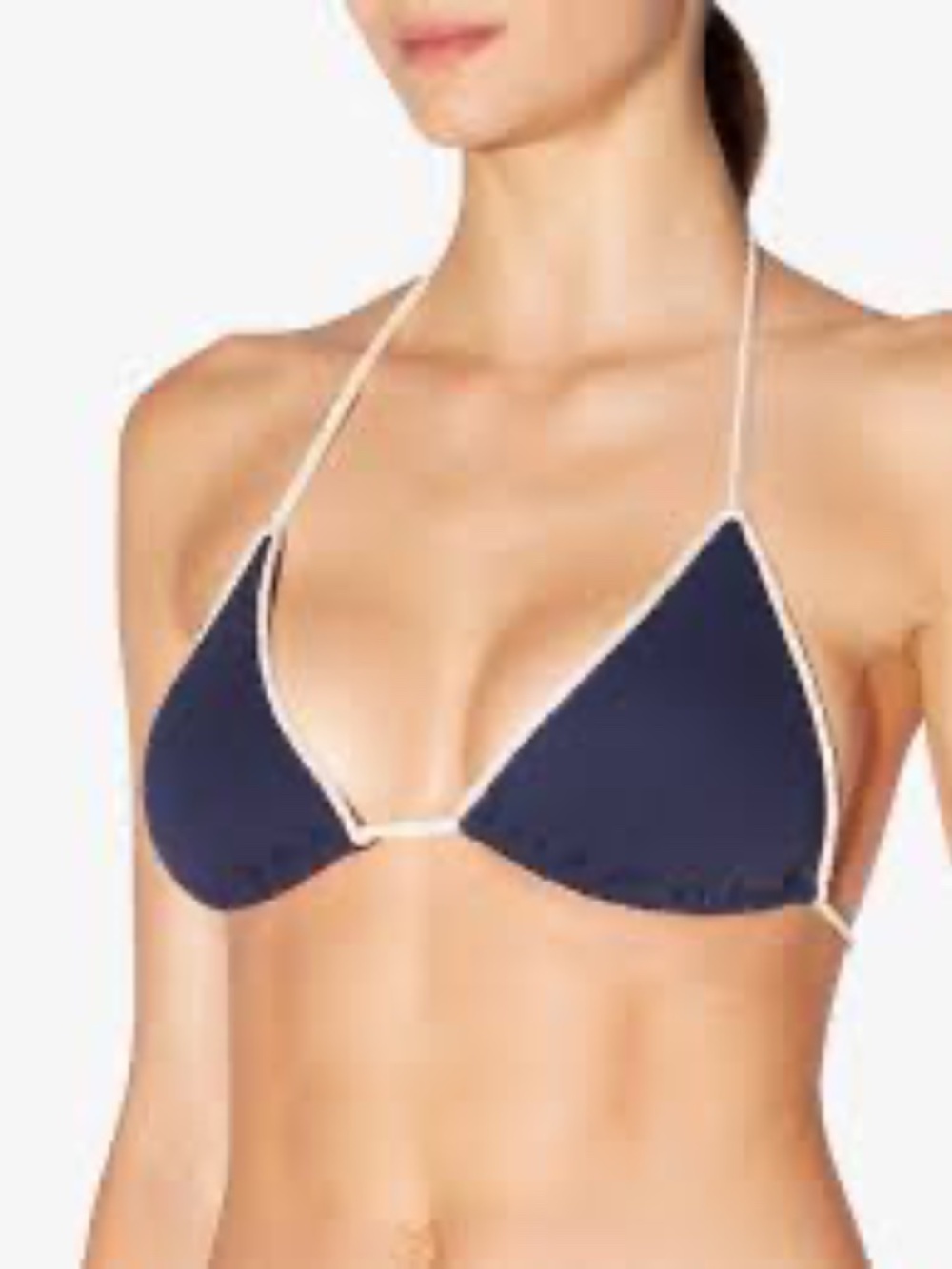ADORABLE!! La Perla Women's BIKINI Navy Textured Ring Detail Triangle- sz MED